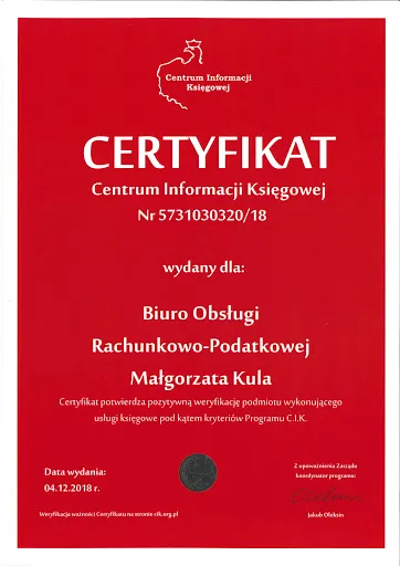 Małgorzata Kula Biuro Obsługi Rachunkowo-Podatkowej